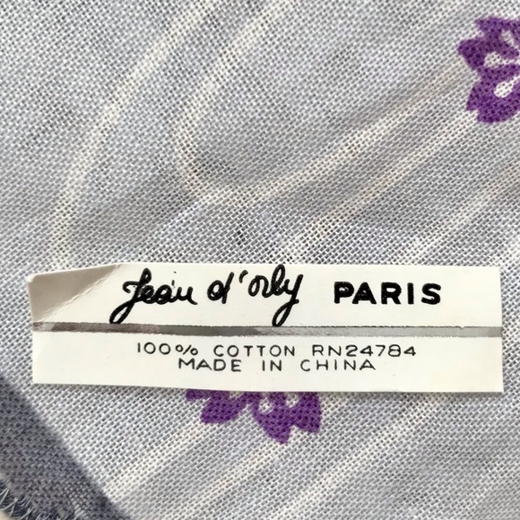 Jean D’orly Paris Purple Flowers Handkerchief - Picture 5 of 9